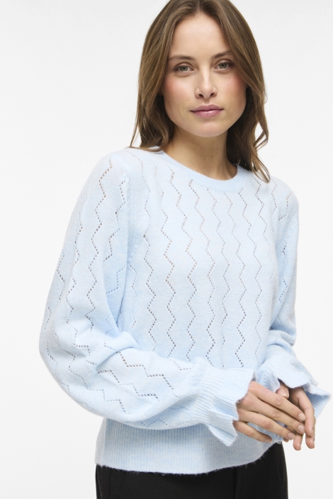 Vila blauwe dames trui | Close up