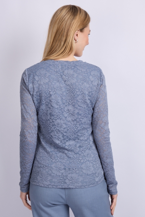 C&S The Label blauwe dames t-shirt | Model achteraanzicht
