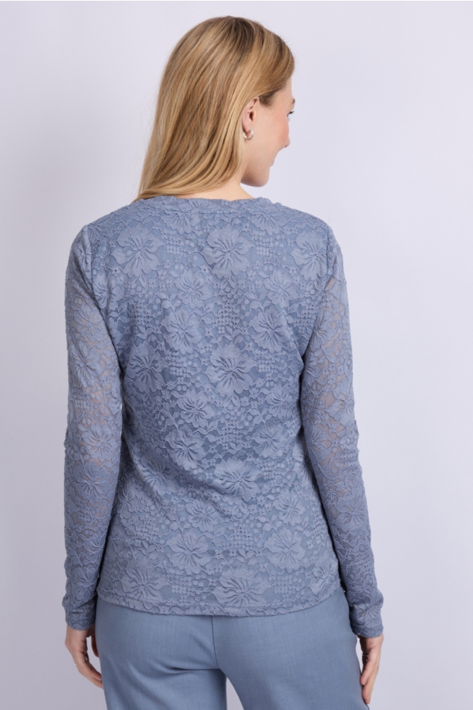 C&S The Label blauwe dames t-shirt | Model achteraanzicht