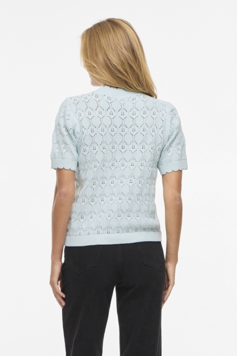 Vila blauwe dames t-shirt | Model achteraanzicht