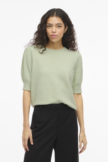 Vila T-shirt VIRIL 2/4 SLEEVE O-NECK KNIT TOP - 14105306 Smoke Green/LIGHT MELA