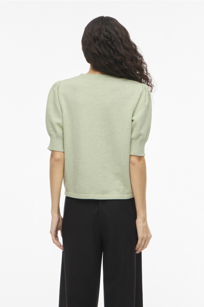 Vila groene dames t-shirt | Model achteraanzicht