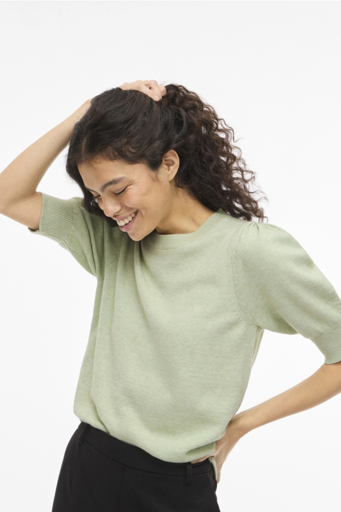 Vila groene dames t-shirt | Model vooraanzicht