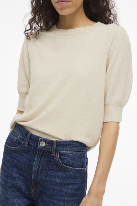 Vila beige dames t-shirt | Close up