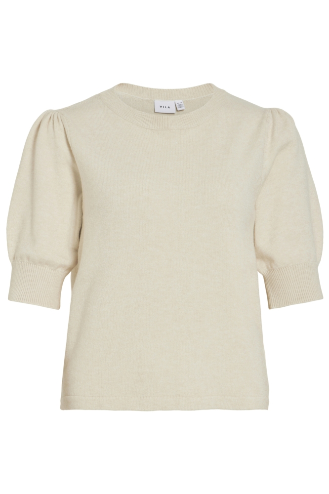 Vila beige dames t-shirt | Vooraanzicht