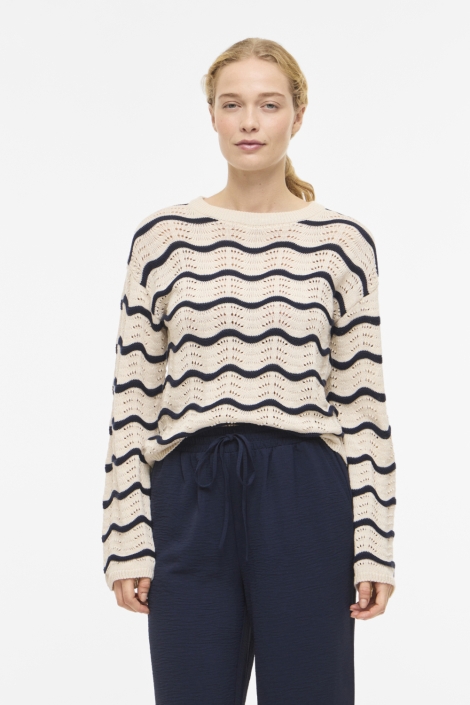 Vila beige dames trui | Model vooraanzicht