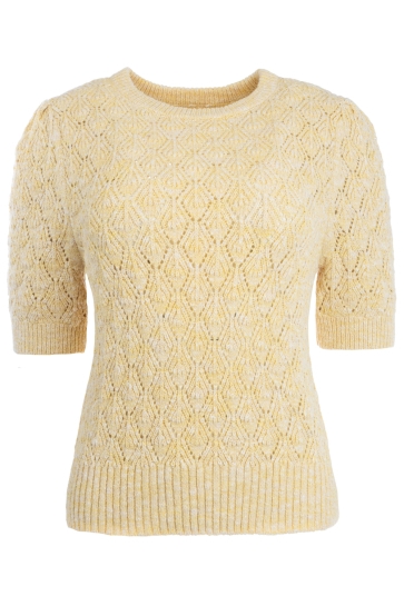 NED T-shirt NENE 1/2 SS AJOUR MELANGE KNIT 26S U392 02 Yellow melange