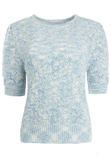 NED nene 1/2 ss ajour melange knit Blauw