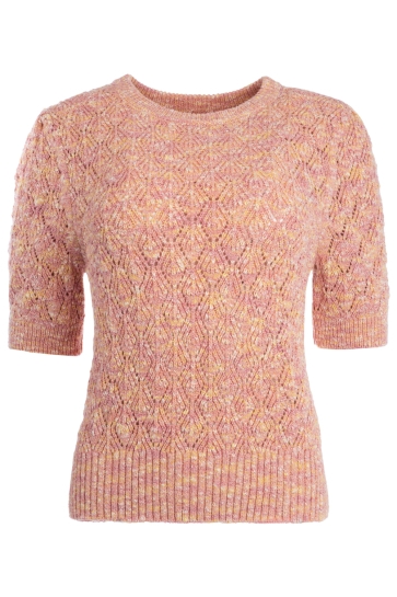 NED nene 1/2 ss ajour melange knit Oranje