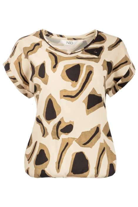 NED beige dames t-shirt | Vooraanzicht