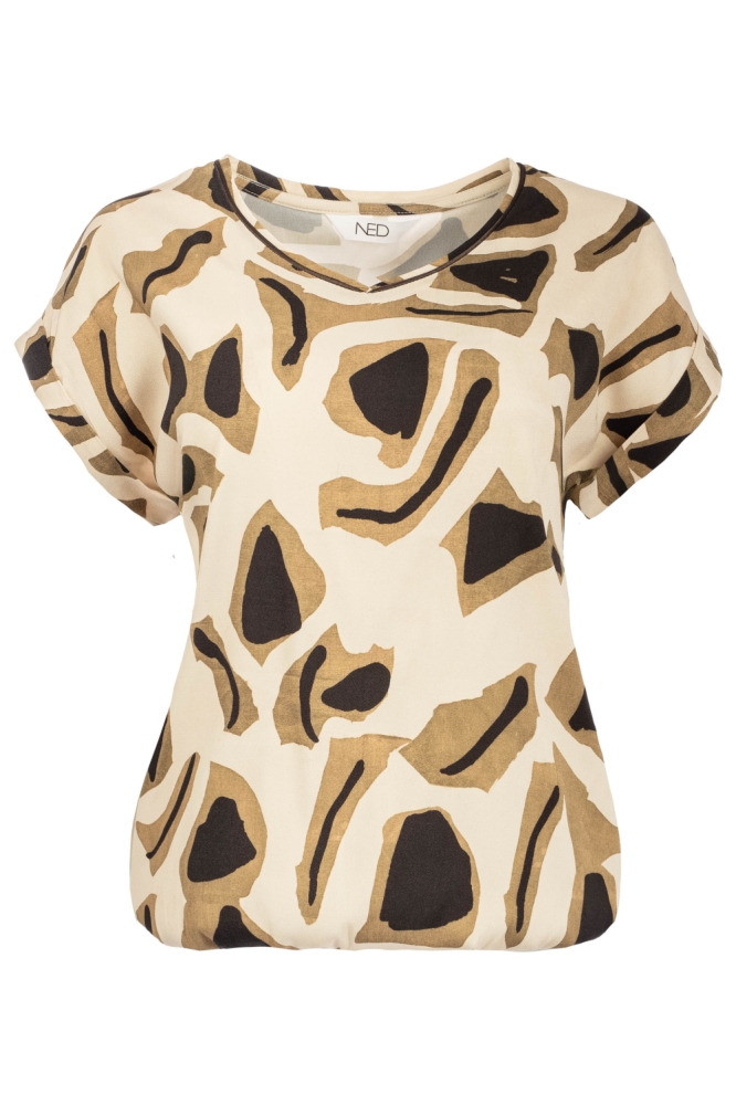NED beige dames t-shirt | Vooraanzicht