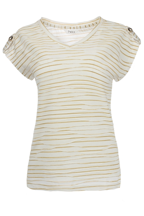 NED ecru dames t-shirt | Vooraanzicht