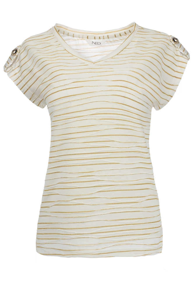 NED ecru dames t-shirt | Vooraanzicht