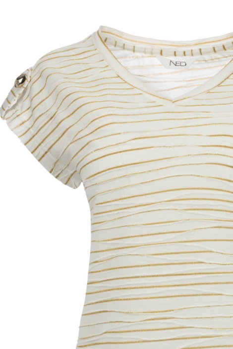 NED ecru dames t-shirt | Achteraanzicht