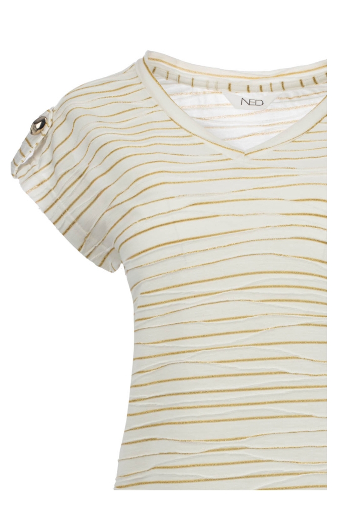 NED ecru dames t-shirt | Achteraanzicht