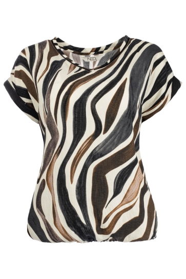 NED T-shirt NOX BROWN ZEBRA PRINT PRINT WOVEN 26S3 SN043 03 603 brown