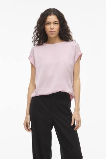 Vila VIELLETTE S/S SATIN TOP - NOOS 14059563 Cherry Blossom