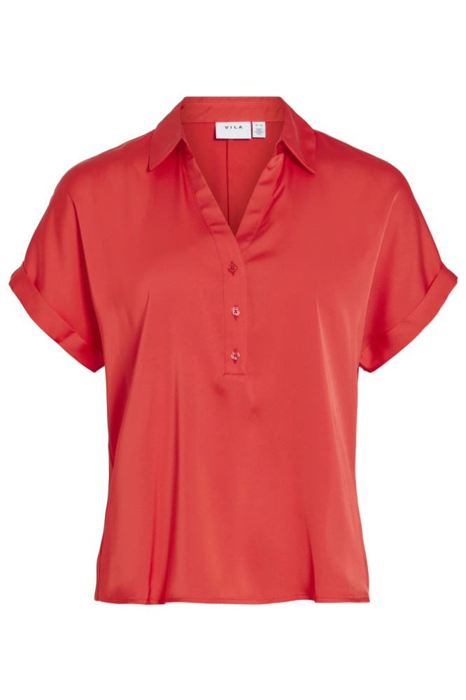 Vila rode dames blouse | Vooraanzicht