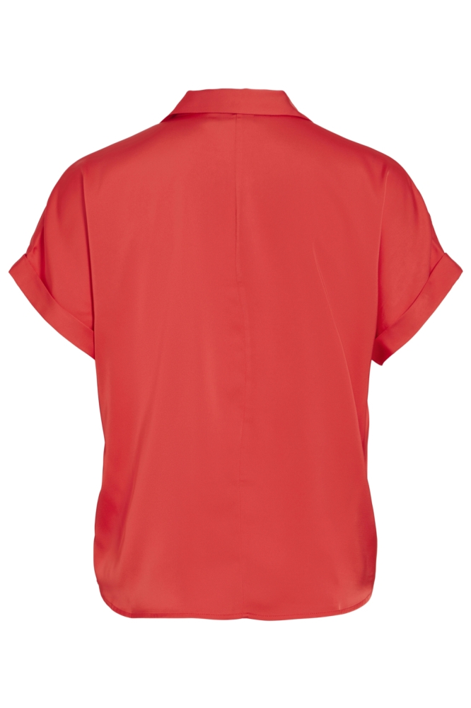 Vila rode dames blouse | Achteraanzicht