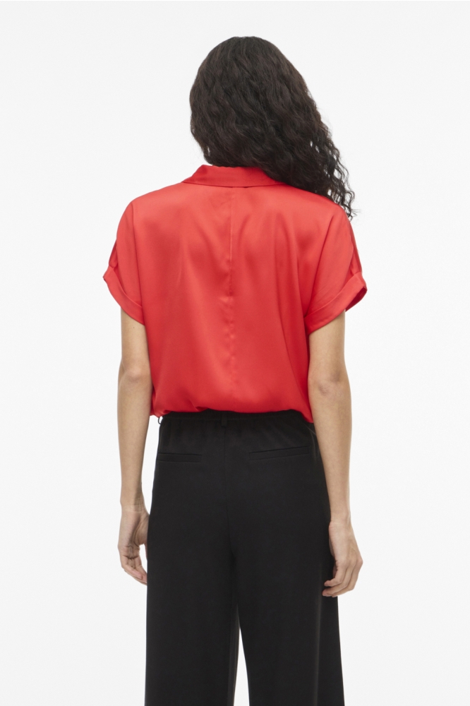Vila rode dames blouse | Model achteraanzicht