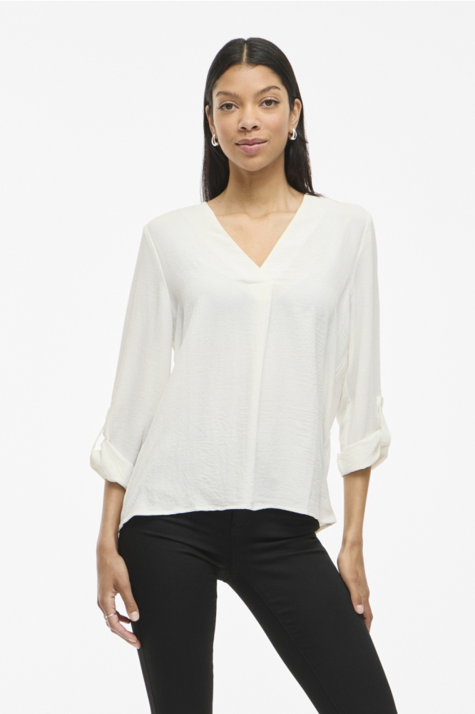 Vila witte dames blouse | Model vooraanzicht