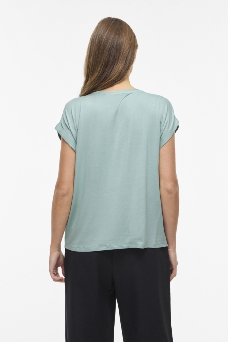 Vila groene dames t-shirt | Model achteraanzicht