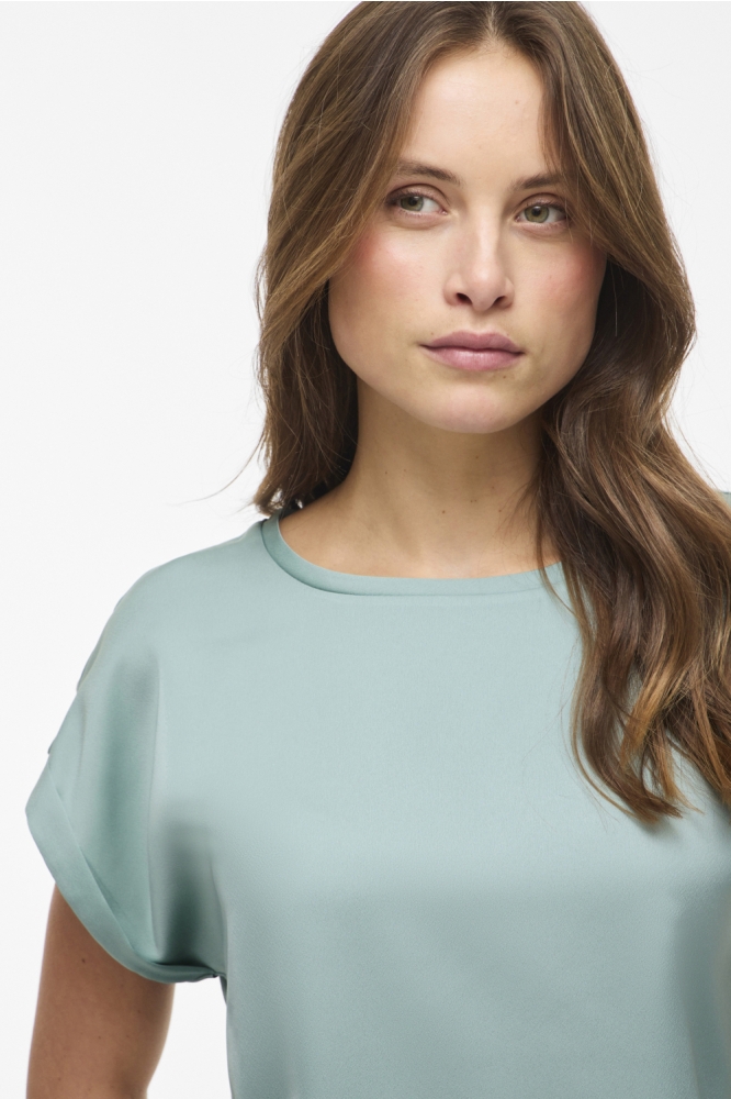 Vila groene dames t-shirt | Close up