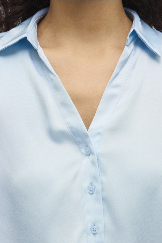 Vila blauwe dames t-shirt | Close up