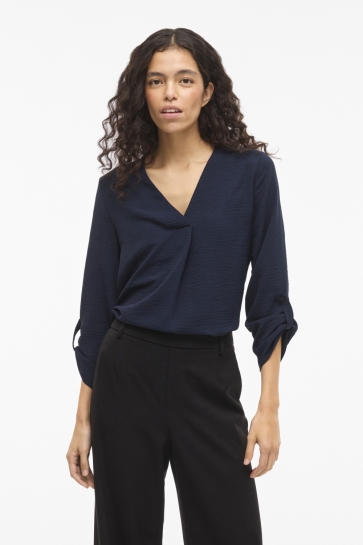 Vila VIJOSA 3/4 V-NECK TOP - NOOS 14102906 NAVY BLAZER
