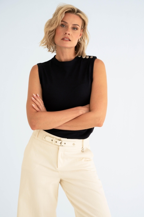 Maicazz blauwe dames top | Model vooraanzicht