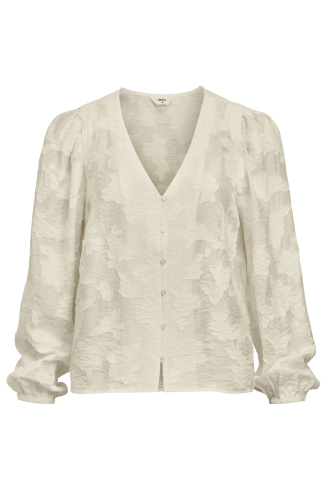 Object ecru dames blouse | Vooraanzicht