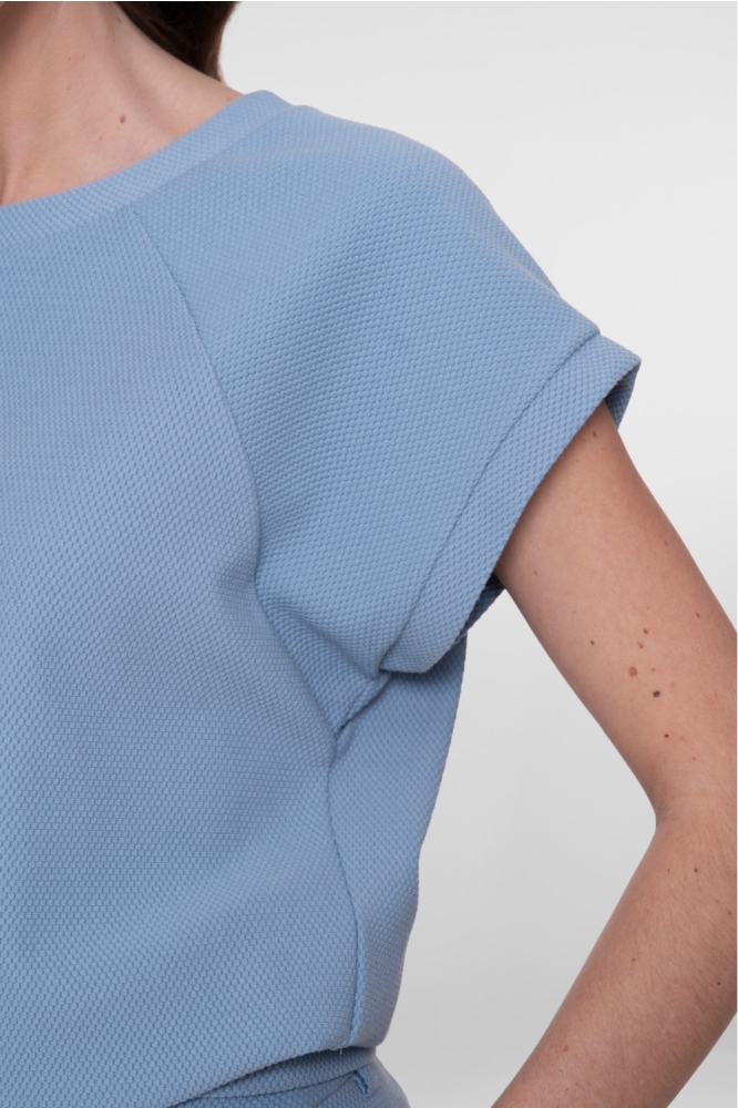 Geisha blauwe dames t-shirt | Close up