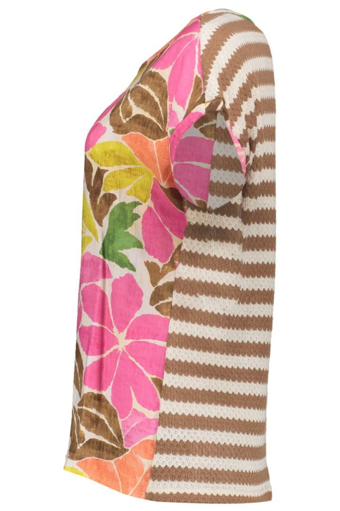 Geisha multi color dames t-shirt | Zijaanzicht