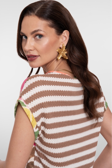 Geisha multi color dames t-shirt | Model achteraanzicht