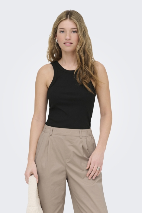 Only zwarte dames top | Model vooraanzicht