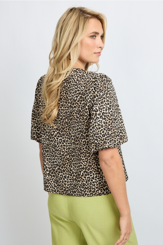 Fluresk zwarte dames t-shirt | Model achteraanzicht