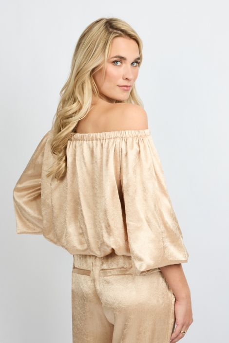 Fluresk zand dames t-shirt | Model achteraanzicht