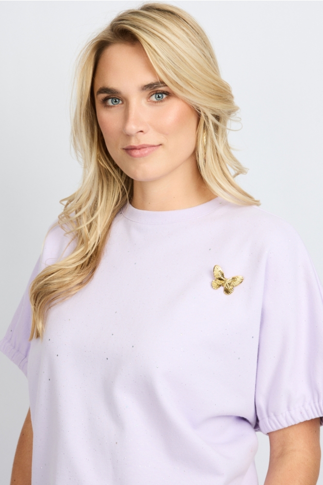 Fluresk paarse dames t-shirt | Close up