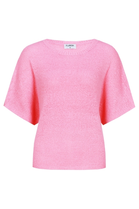 Fluresk roze dames t-shirt | Vooraanzicht