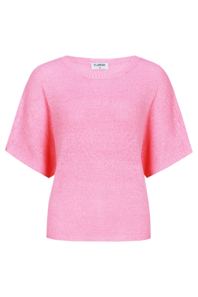 Fluresk roze dames t-shirt | Vooraanzicht