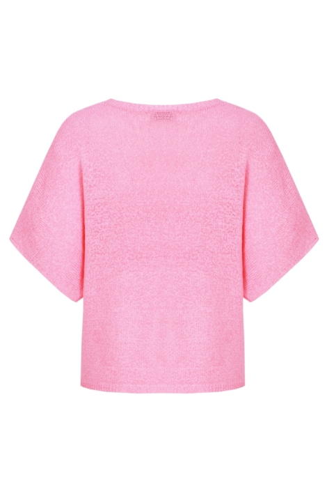 Fluresk roze dames t-shirt | Achteraanzicht