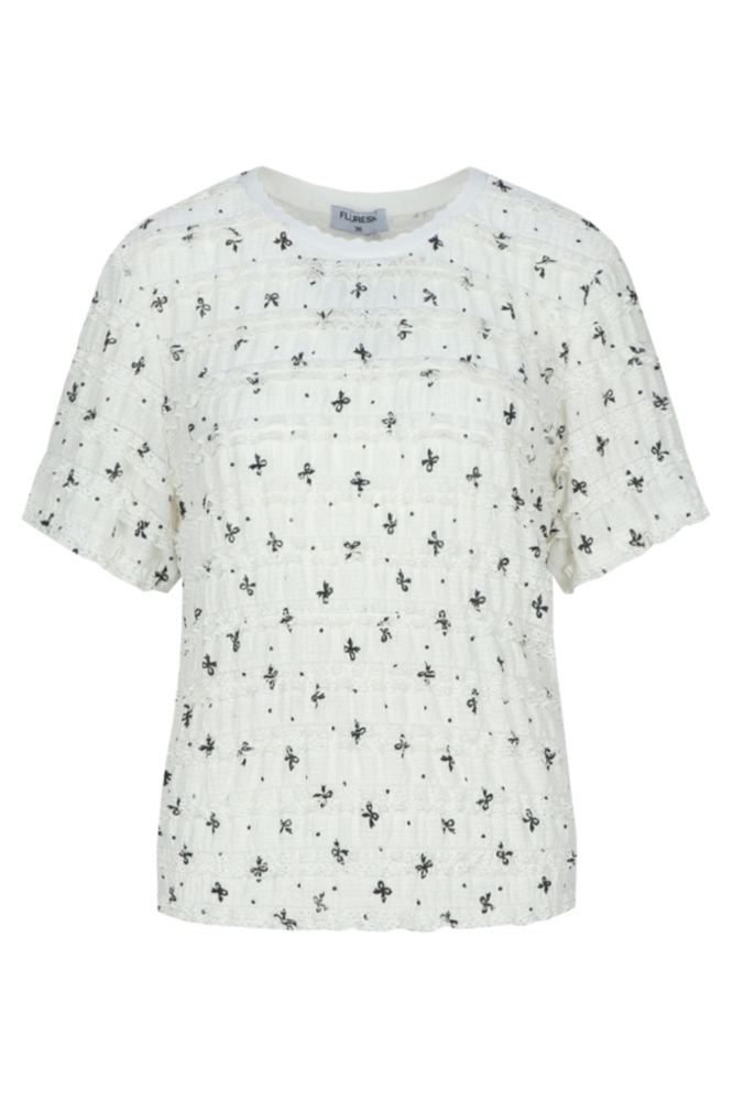 Fluresk witte dames t-shirt | Vooraanzicht