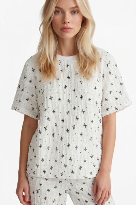 Fluresk witte dames t-shirt | Close up