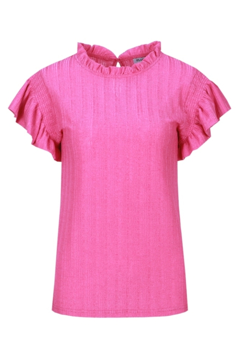 Fluresk roze dames t-shirt | Vooraanzicht