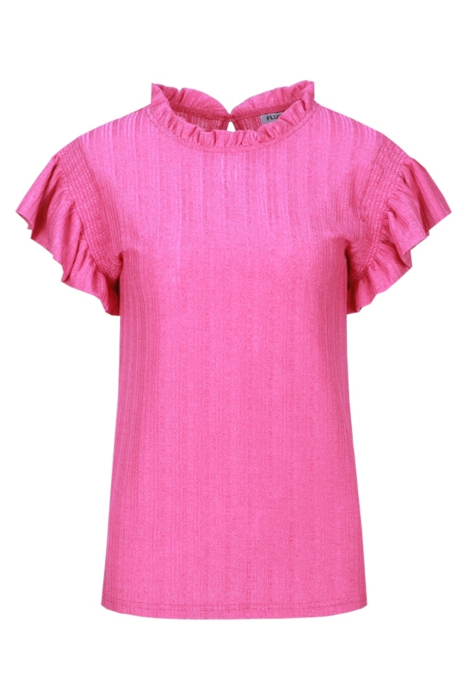 Fluresk roze dames t-shirt | Vooraanzicht