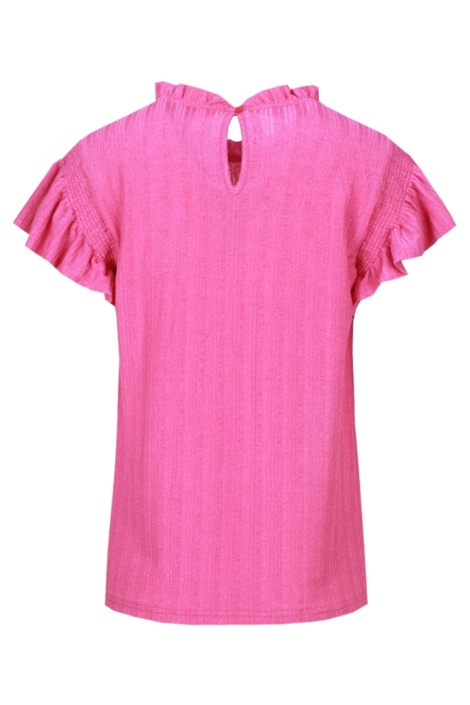 Fluresk roze dames t-shirt | Achteraanzicht