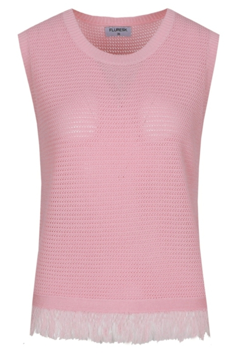Fluresk roze dames top | Vooraanzicht