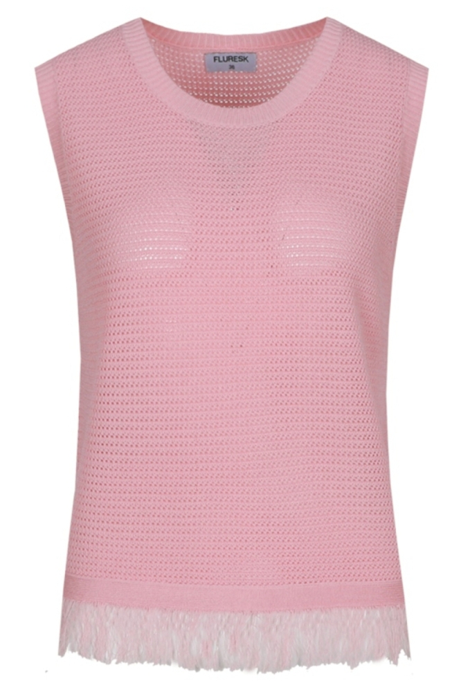 Fluresk roze dames top | Vooraanzicht