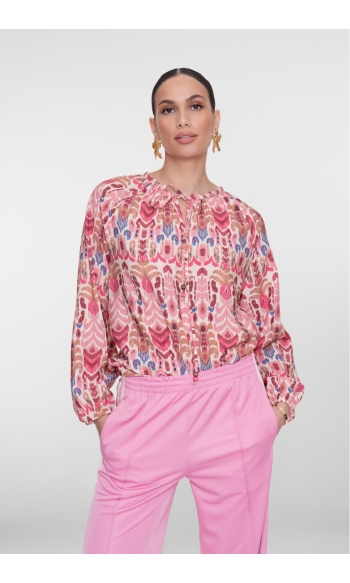 BLOUSE MET GRAFISCHE PRINT 63219 20 000420 PINK/CHERRY RED