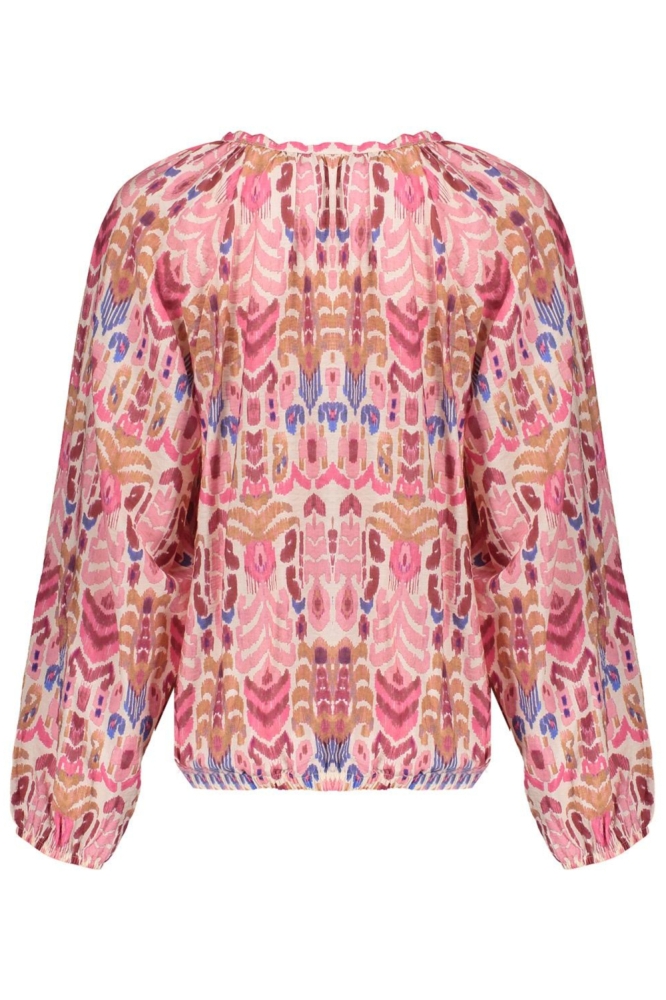 Geisha roze dames blouse | Achteraanzicht